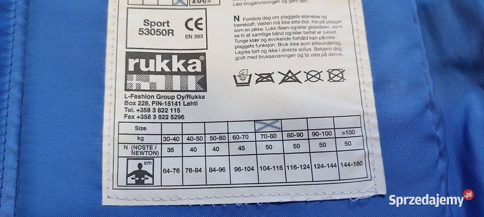 nowa kamizelka asekuracyjna Rukka kapok Jasień
