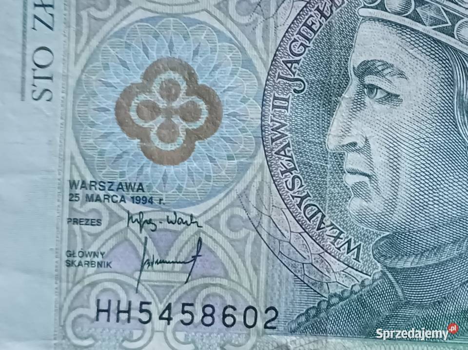 100 Władysław II Jagiełło seria HH 1994 r Konin