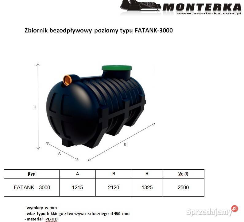 Poziomy Zbiornik Bezodpływowy FATANK3000D z zachodniopomorskie Tanowo