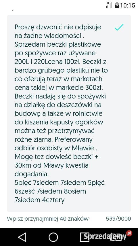 Beczki plastikowe Zbiorniki Mława