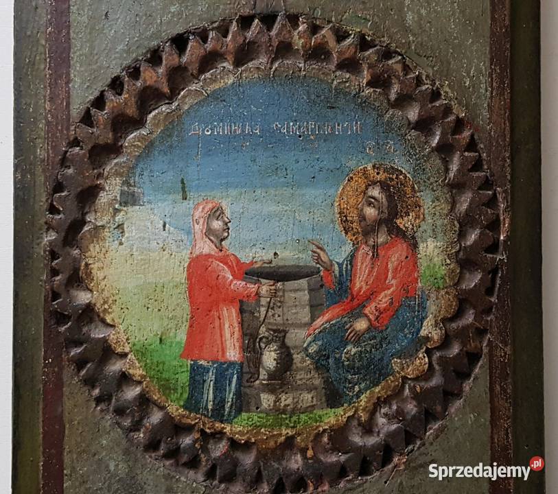 Ikona Chrystus i Samarytanka XVIIIw 0143 Warszawa
