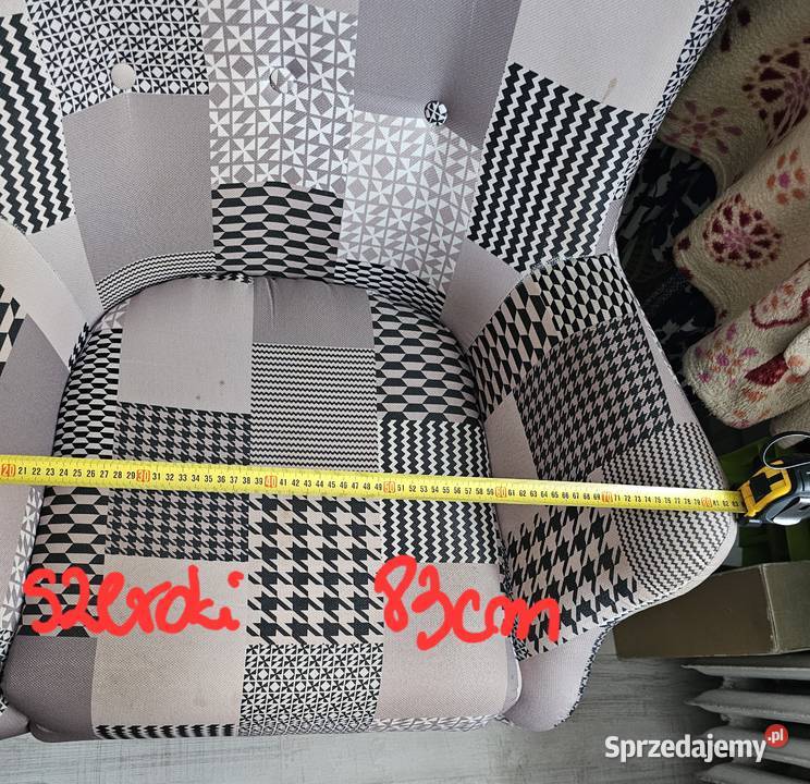 Fotel tapicerowany uszak w kratę Gdynia