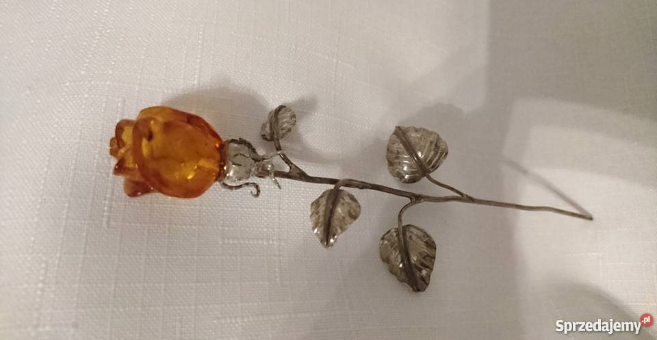 Róża bursztyn srebro 3 wielkości OKAZJA Gdańsk