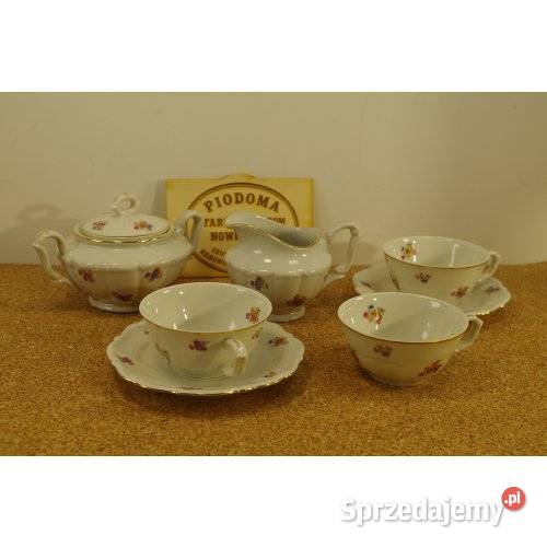Porcelanowy zestaw śniadaniowy Drobne Kwiaty Porcelana i szkło