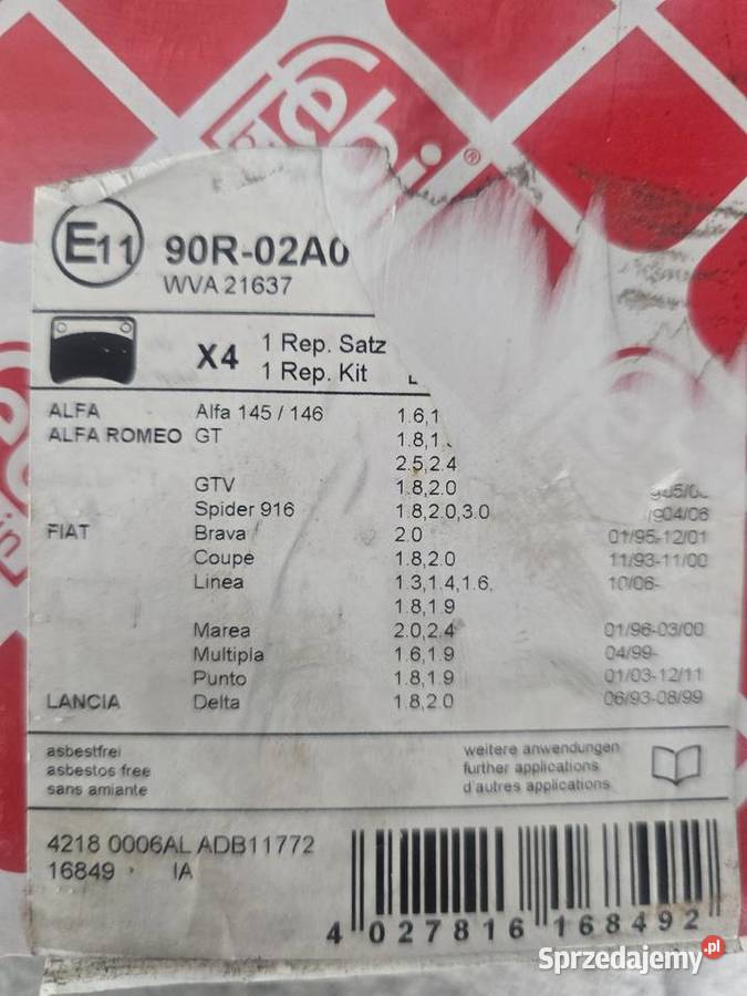 Tarcze klocki przód Febi nowe Alfa Romeo 146 Sportowe klocki i tarcze Zielenice