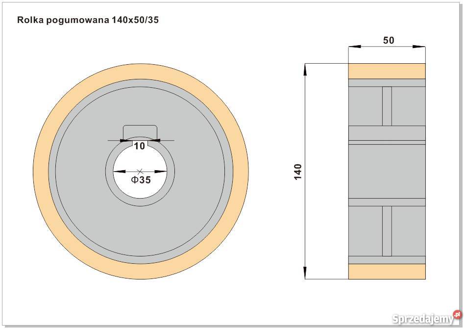 Rolka do posuwu 140x5035 pogumowana Sidzina
