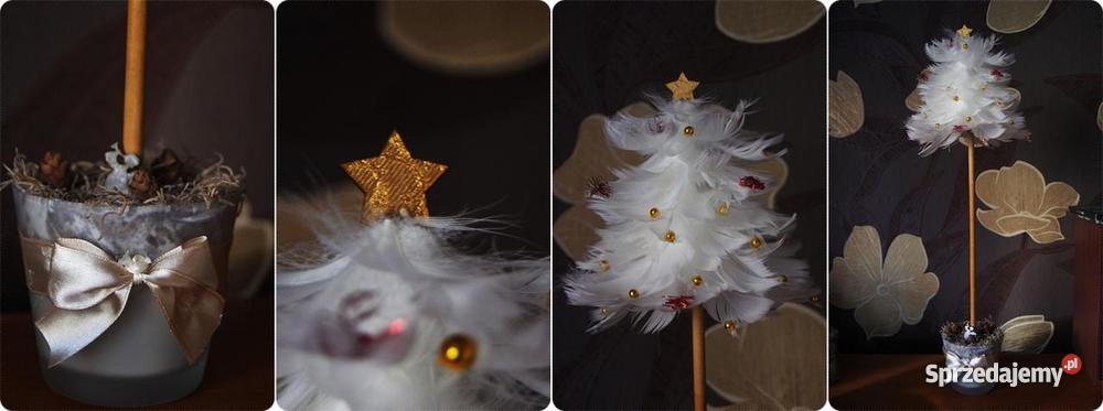 Choinka z piórek na pniu biały Opole