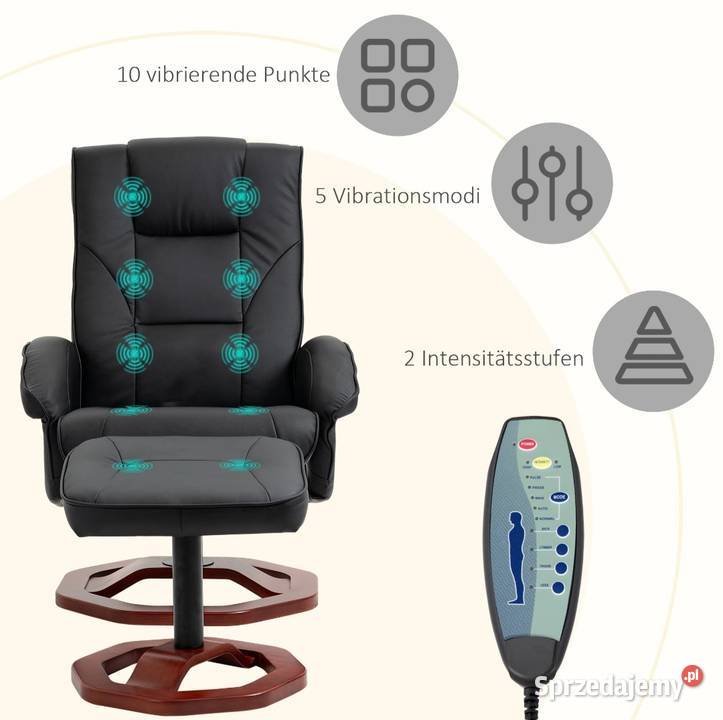 Fotel masujący z podnóżkiem 10 punktów masażu Brzesko