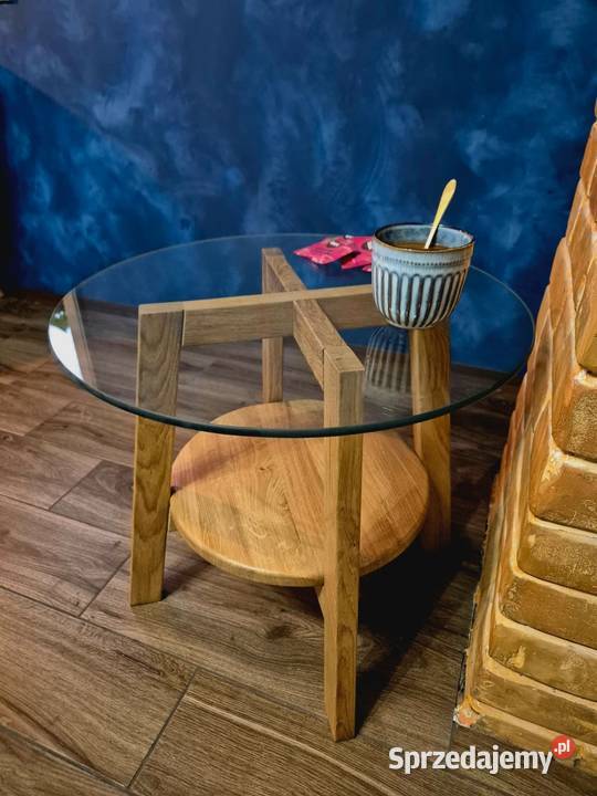 Stolik kawowy 50 dąb i szkło Piaski sprzedam