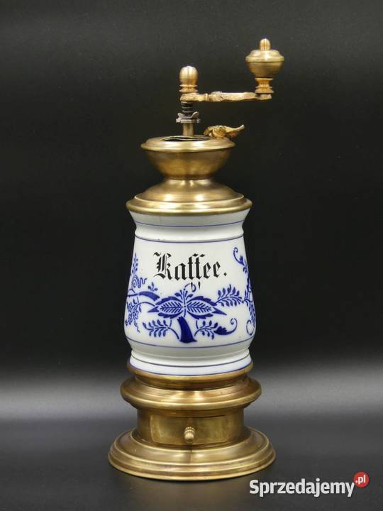 Duży cebulowy młynek do kawy sygnowany Antyki sprzedam