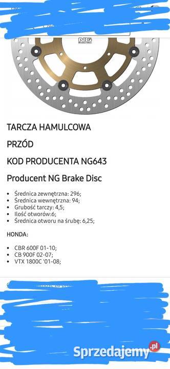 Tarcze hamulcowe honda cbr cb Mikołów