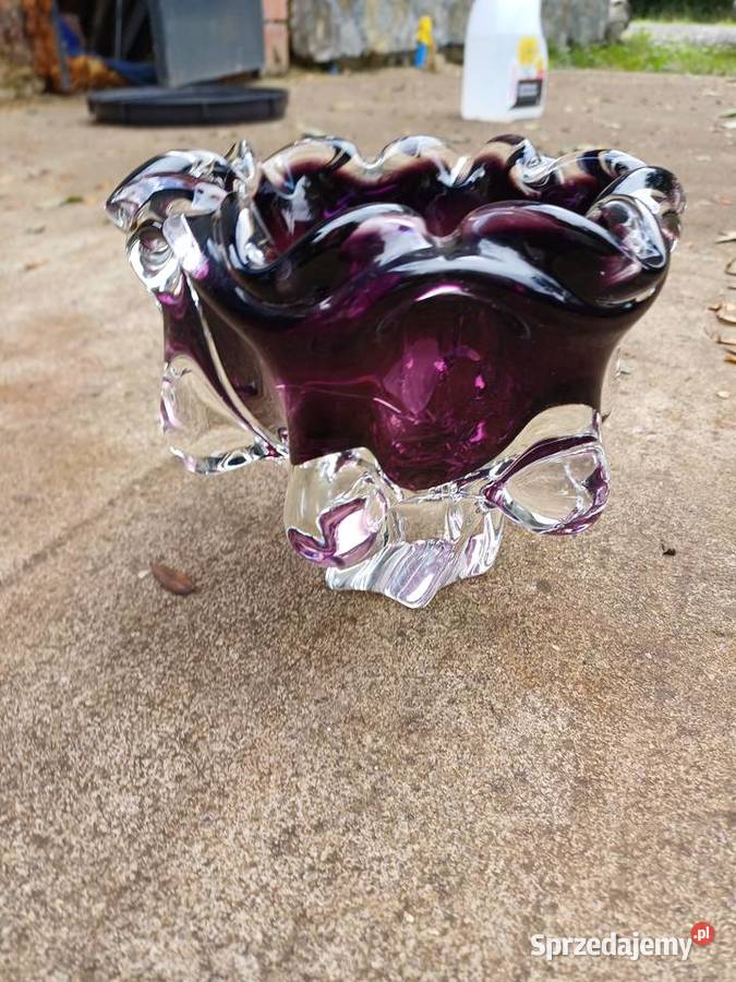 Retro patera z 60 tych lat hutnicze szkło Lubań