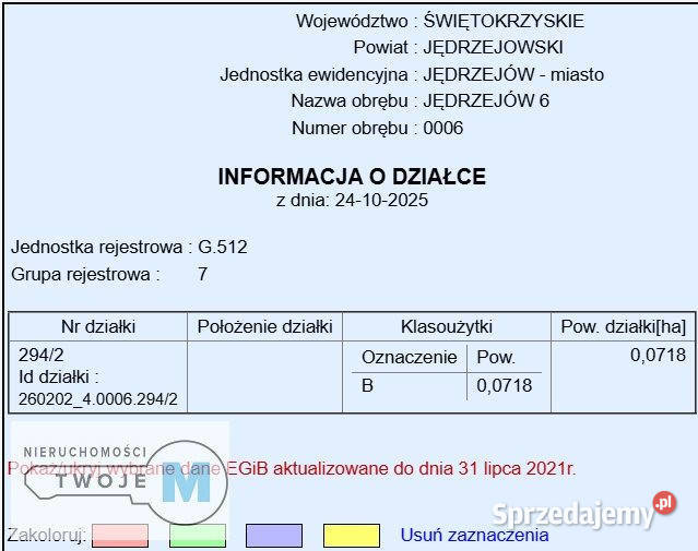 Działka 718m2 Jędrzejów świętokrzyskie