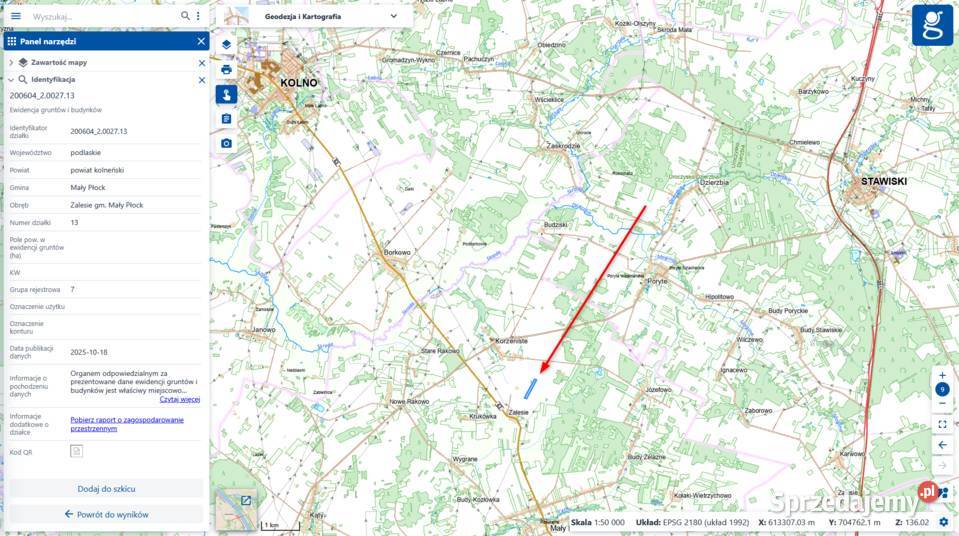 Sprzedam pole 3ha jeden kawałek prostokąt pow 56m Sprzedaż Grunty i działki podlaskie