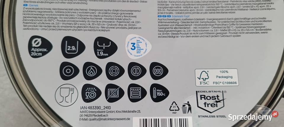 SILVERCREST Garnek ze stali szlachetnej 20 26 L