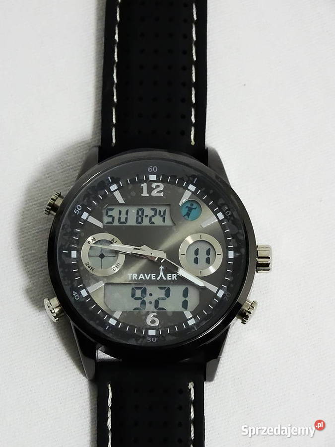 Czarny sportowy zegarek naręczny Traveler Unisex lubelskie Biłgoraj