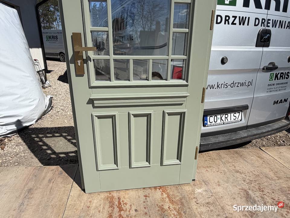 Drzwi zewnętrzne drewniane RĘKI OLIWKOWE dostawa Legnica