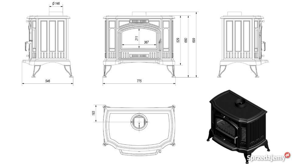 Piec kominkowy KOZA K9 fi 150 producent Kratki Rabka-Zdrój