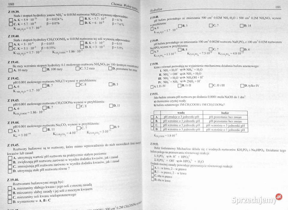 Chemia wybór testów maturzystów i kandydatów na Chełm