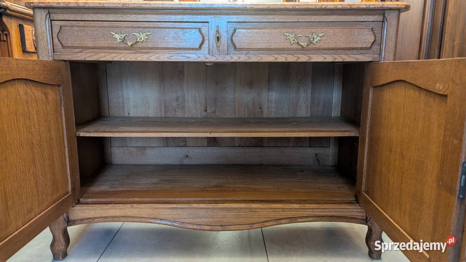 Piękna dębowa komodaszafka secesyjna z marmurem Dąbrowa Górnicza
