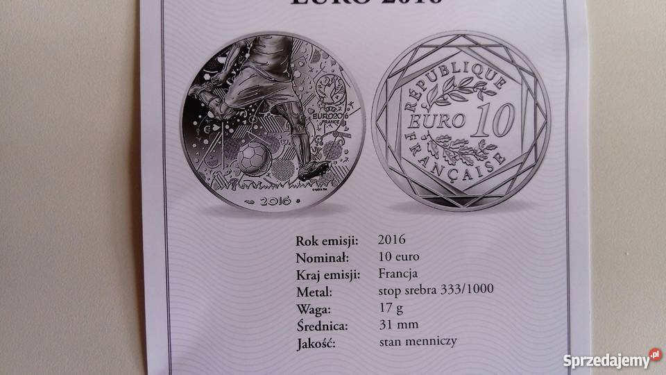 Moneta 10 euro srebro ME 2016 r.