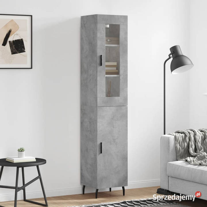 Wysoka szafka szarość betonu 345x34x180 Warszawa
