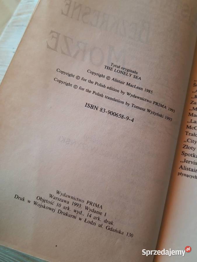 Bezkresne Morze Alistair Mac Lean PRIMA wyd 1 śląskie Bielsko-Biała sprzedam
