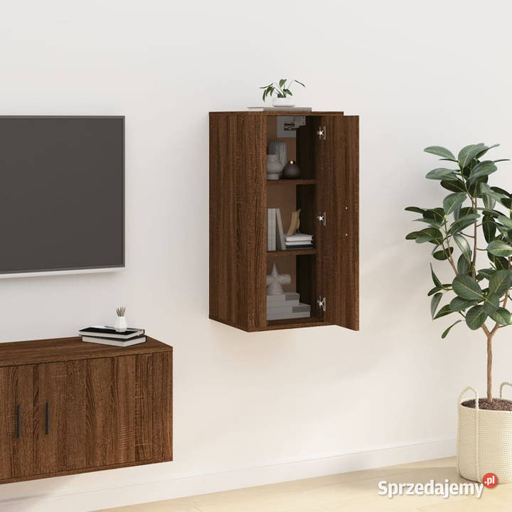 Wisząca szafka telewizyjna brązowy dąb 40x345x80 Warszawa