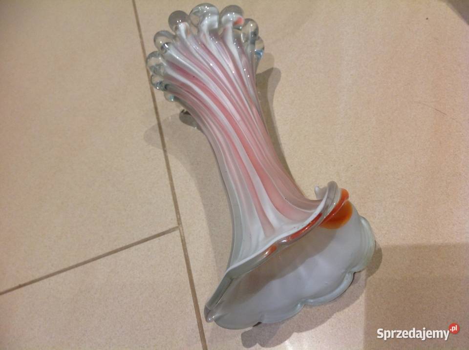 Wazon Szklany Kalia MURANO Rwaniec STARY Porcelana i szkło
