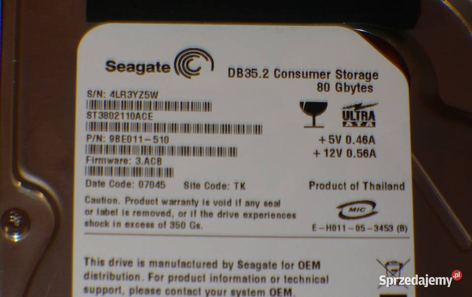 Dysk HDD Seagate ATA 80GB TV LG 42LC2RR Lublin