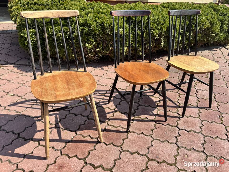 Krzesła patyczaki 3 stare prl vintage art deco Sulbiny