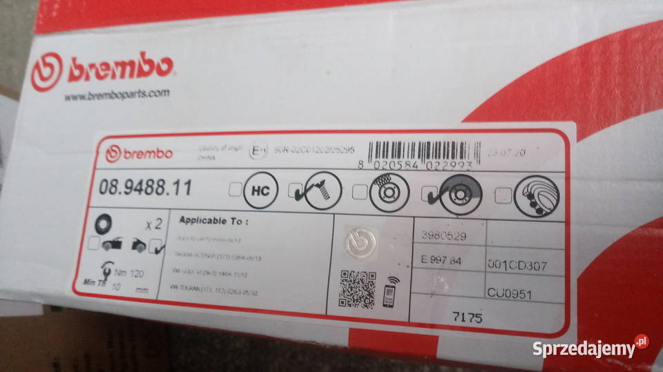 Tarcze tył tylnie 256mm Brembo 08948811 Ożarów Mazowiecki