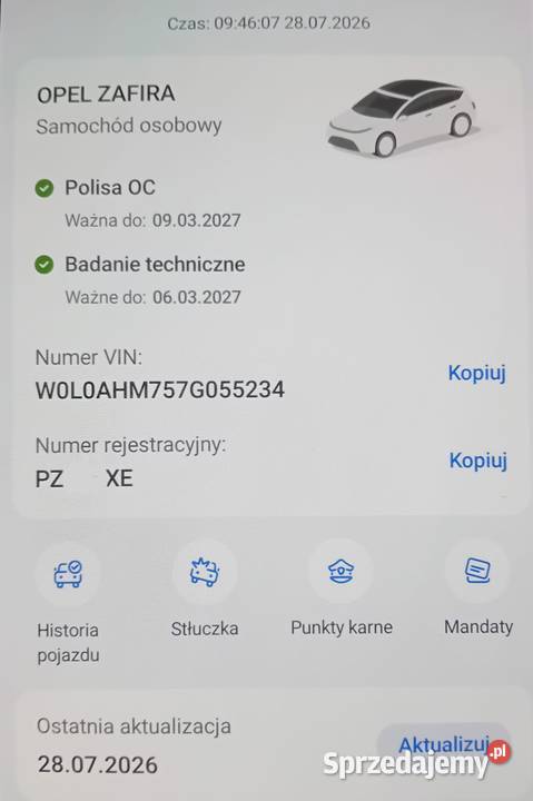 Opel Zafira 19 CDTI 2006 OCPT do 327 bez rdzy wielkopolskie