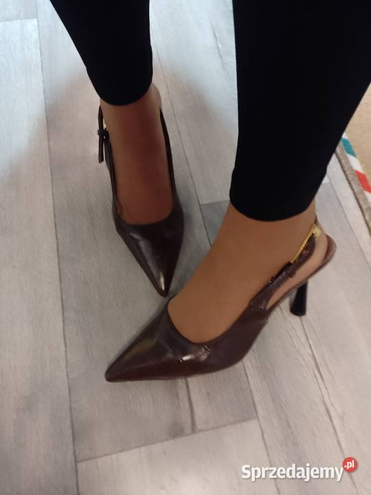 41 Brązowe czekoladowe czółenka wieczorowe z sprzedam