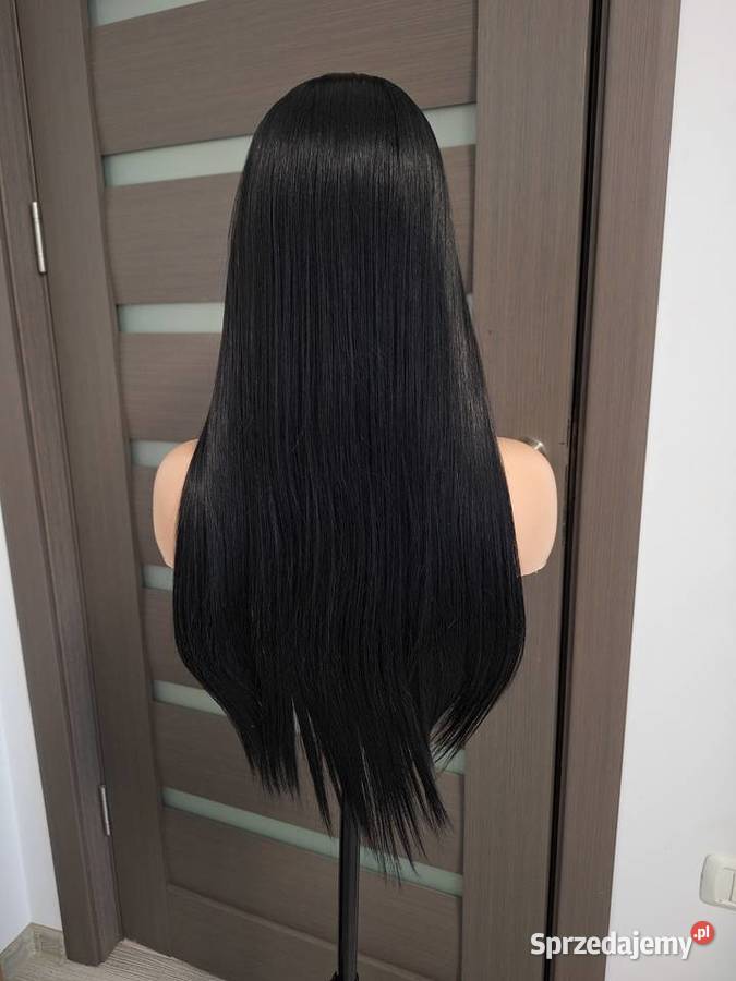 Czarny długi koronkowy peruk Malbork
