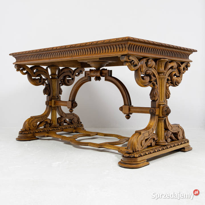 Monumentalny Stół Dębowy Neorenesansowy 18801900 Swarzędz