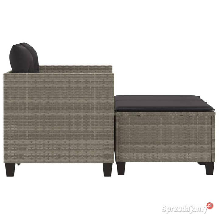 2osobowa sofa ogrodowa z podnóżkami jasnoszara