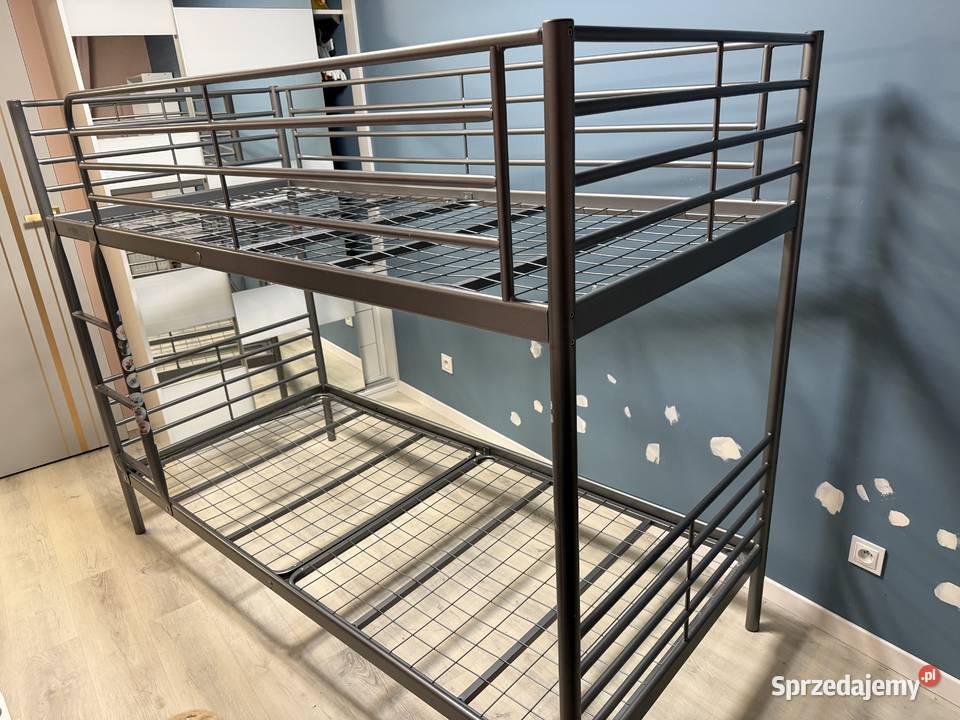 Łóżko piętrowe metalowe IKEA SVARTA szare Poznań