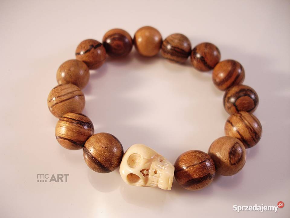 Bransoletka męska drzewo egzotyczne 15 mm czacha Warszawa
