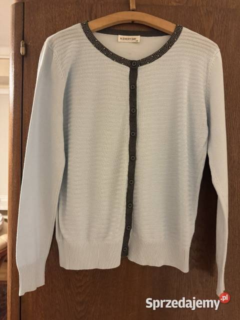 Sweter damski SM dzianina niebieski rozpinany z czarny Częstochowa