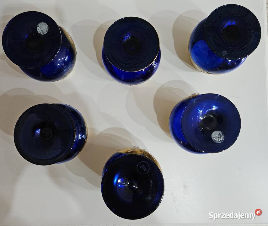 Zabytkowy komplet kieliszków do koniaku cobalt Kowal sprzedam