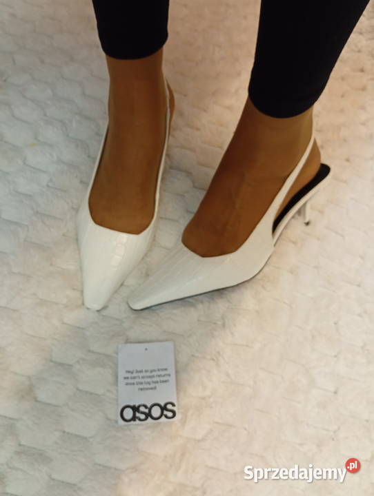 41 ASOS Białe teksturowane czółenka z odkrytą Kraków