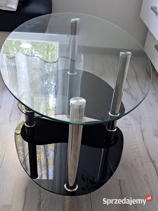 Okrągły stolik szklany dwupoziomowy 90x50x50 pomorskie Gdynia