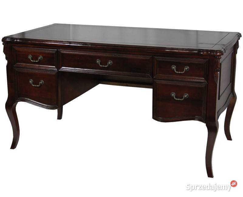 Drewniane rzeźbione stylowe gabinetowe biurko 68542