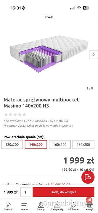 Materac 140x200 H3 nowy Siedlce