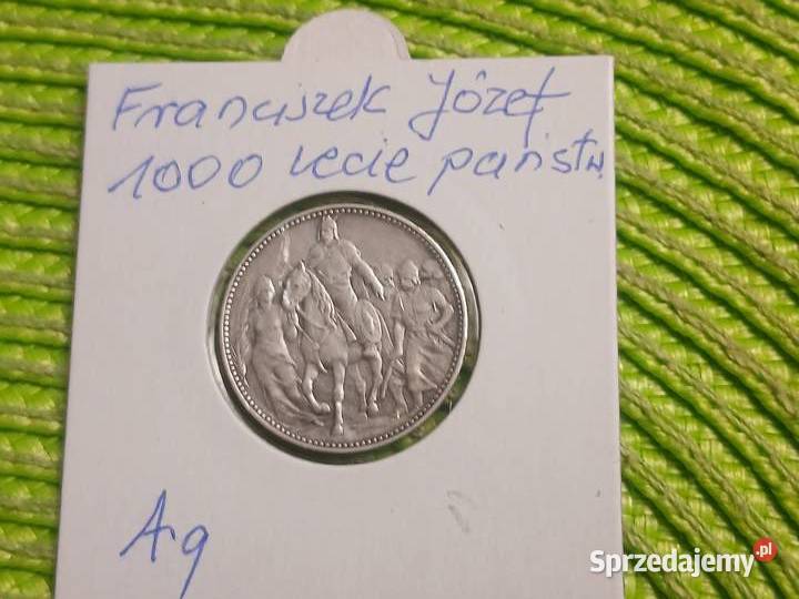 moneta srebrna Węgier 1 korona z 1896r Łomża