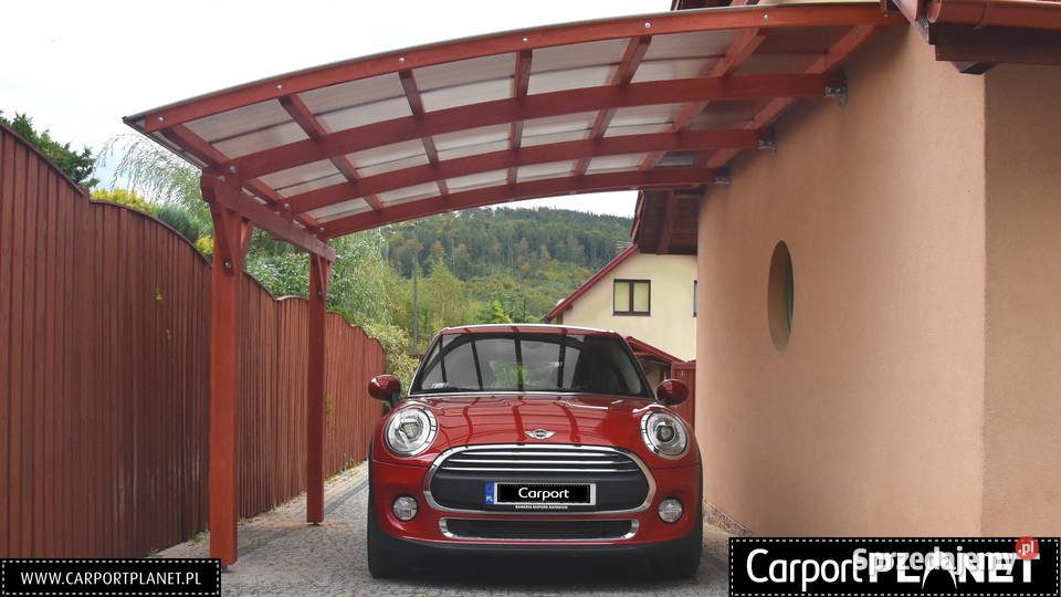 Wiata garażowa drewniana na samochód projekt warmińsko-mazurskie Olsztyn usługi budowlane
