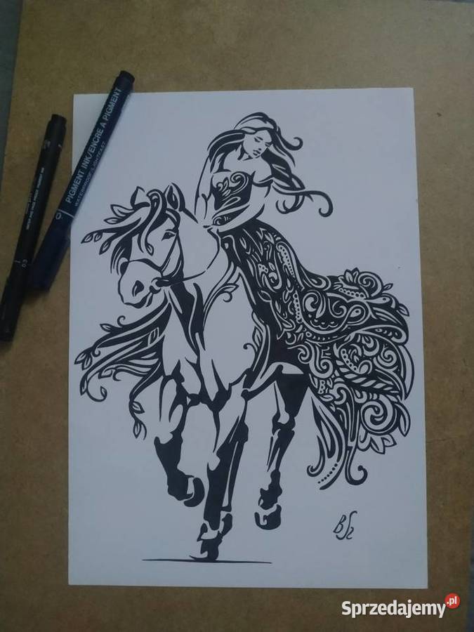 Rysunek na koniu cienkopis blok t A4 250 gm2 Malarstwo mazowieckie Warszawa sprzedam