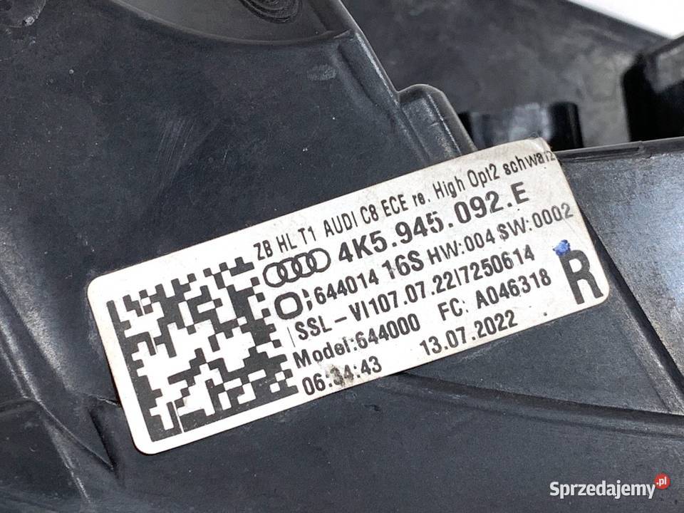 LAMPA PRAWY TYŁ AUDI A6 C8 4K5945092E Kombi sprzedam