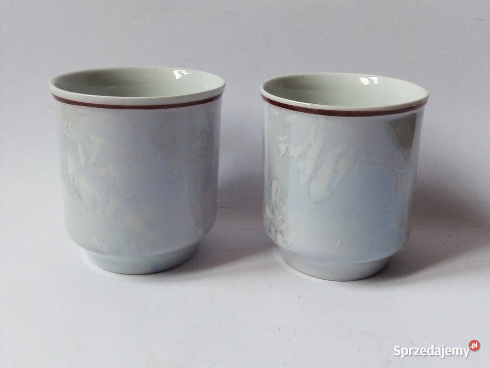 dwa marmurkowe kubki Chodzież vintage PRL